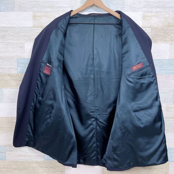 Jos A Bank Kent Hopsack Blazer Navy Blue Gold Buttons Wool Single Vent Mens 46L - Picture 5 of 12